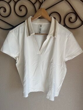 NWT Loft Lou and Grey V Neck Polo Top with Contrast Collar